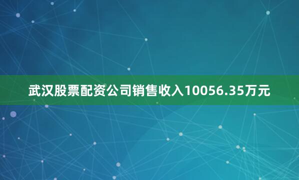 武汉股票配资公司销售收入10056.35万元