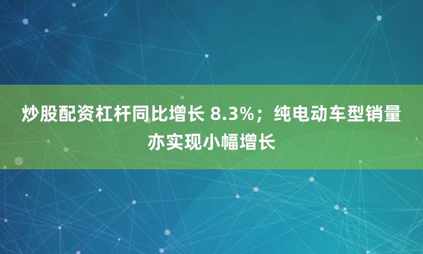 炒股配资杠杆同比增长 8.3%；纯电动车型销量亦实现小幅增长