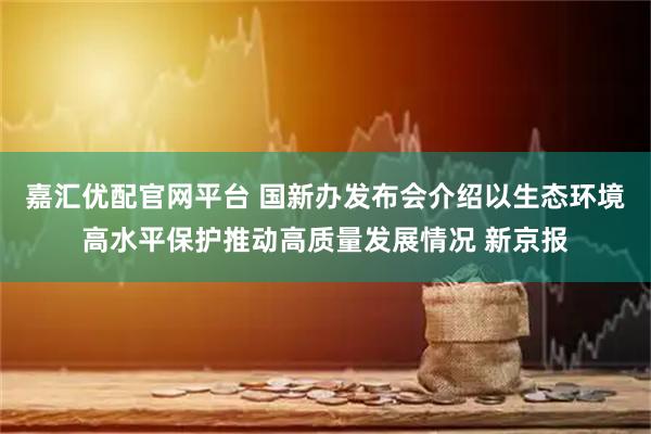 嘉汇优配官网平台 国新办发布会介绍以生态环境高水平保护推动高质量发展情况 新京报